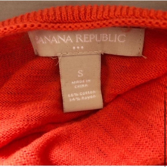 Banana Republic red orange stripe long sleeve cotton blend sweater Sz S - Picture 3 of 5